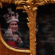 A visual display of Queen Elizabeth II during her coronation 1953 in the Gold State Coach during the Platinum Jubilee Pageant outside Buckingham Palace in London on June 5, 2022